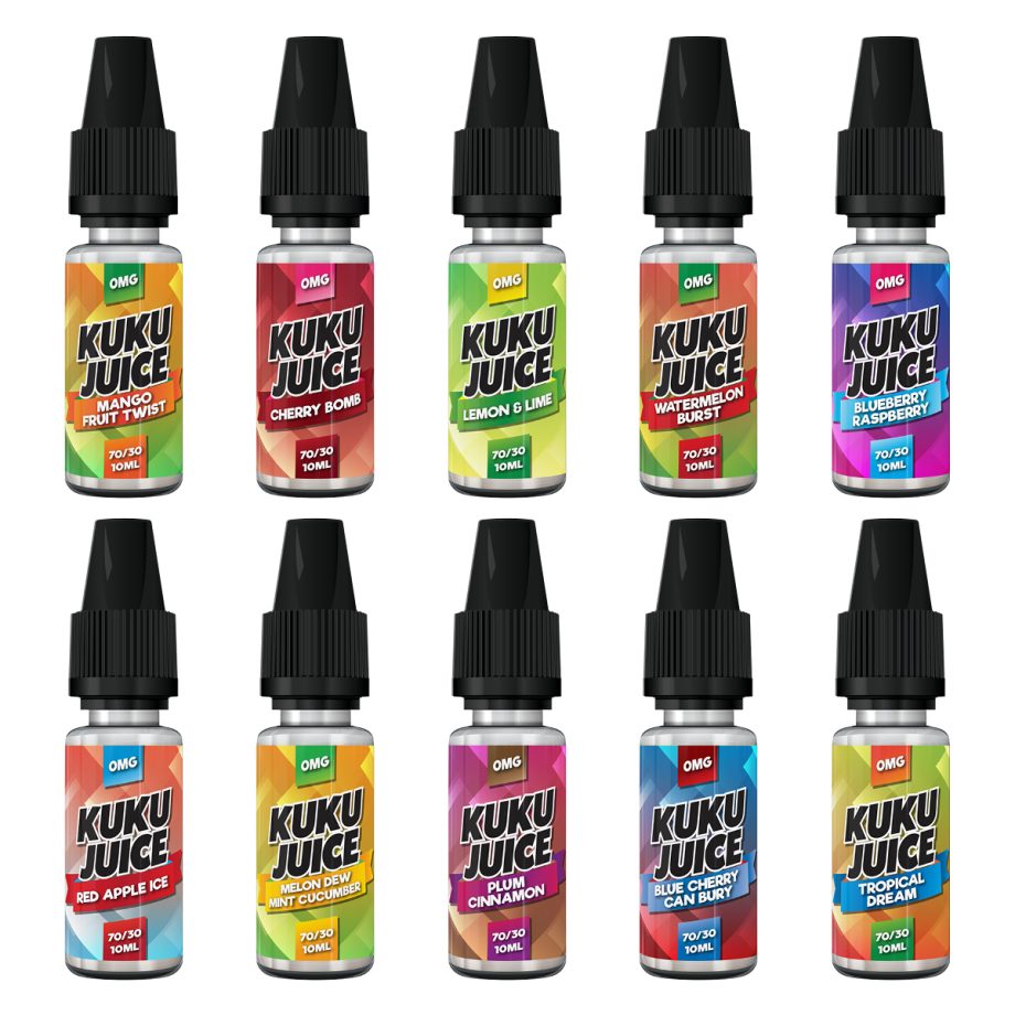 KUKU JUICE E Liquid Premium Ecig,Vape juice,vape liquid Flavors 10x10ml 70/30